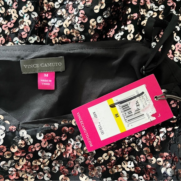 Vince Camuto Gilded Rose Sequin Adjustable Spaghetti Strap Night Out Tank - Picture 10 of 10